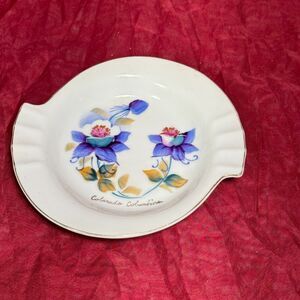 Vintage 6" Colorado Columbine Porcelain Dish Ashtray by Norcrest Japan 1950s